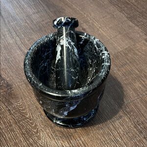Black Marble Mortar and Pestle